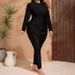 Aria Basics 2025 New Plus Size Swimsuit European And American Style Solid Color Conservative Sleeve Long Pants Sun Protection_ecoleips.com