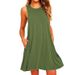 Women's Summer Casual Swing T-Shirt Dresses Beach Cover Up With Pockets Plus Size Loose T-shirt Dress_ecoleips.com