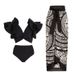 Women's Clothing Retro High Waist Split Three Piece Swimsuit Bikini Swimsuit Chiffon Beach Skirt Suit_ecoleips.com