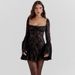 Strapless Lace Flared Sleeve Dress European American Style Casual Hip Mini Skirt for Women_ecoleips.com