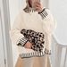 Color-Block Knit Sweater Women's Oversized Pullover Casual Long Sleeve Round Neck Fashion Top_ecoleips.com