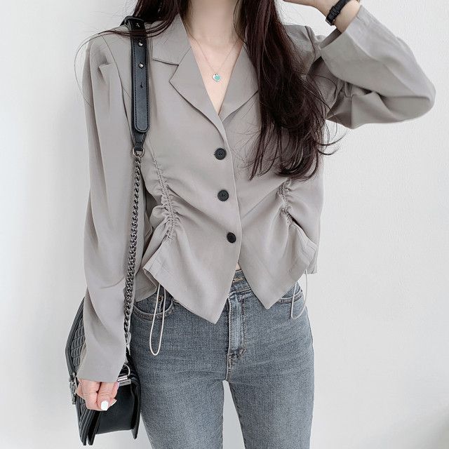 Women's Chic Casual Blazer – Korean Dongdaemun Style Slim-Fit Office Jacket (S-XL, Stretch Velvet Fabric)_ecoleips.com