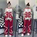 Women's Clothing Summer Style Fashion Set Loose Fitting Color Blocked Short Sleeved Top With Wide Leg Pants Casual Two Piece Women's Clothing_ecoleips.com