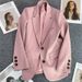 Women's Khaki Blazer Jacket Casual Chic Oversized Single-Breasted Trench Coat Stretch Comfort Fit for Office Daily Wear Spring Autumn_ecoleips.com