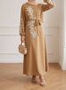 Modern Color-Block Open Front Cardigan Dress For Women - Solid Color Long Sleeve Casual Tunic Dress_ecoleips.com