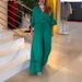 Women's Clothing Summer Jumpsuit Casual Solid Color Lapel Ruffle Sleeves Mid Waist Pocket Jumpsuit_ecoleips.com