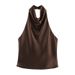 Aria Basics Aria Basics Cross-border European And American Women's Fashion INS Popular Trendy Silk Satin Halter Neck Tank Top_ecoleips.com