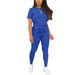 Women's Clothing Women's Simple Solid Color Gradient Print Round Neck T-Shirt And Trousers Clothing Set Short Sleeve Top_ecoleips.com