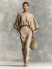 Women's High-Waisted Midi Skirt Suit American Style Autumn New Long Sleeved Round Neck Loose Top For Commuting_ecoleips.com