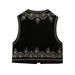 Women's Clothing Style Women's Retro Fashion Casual Embroidered Velvet Vest For Formal & Casual For Women_ecoleips.com