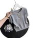 Women's French Style Knit Top Round Neck Off Shoulder Short Sleeve Elegant Fashionable Youthful Summer New_ecoleips.com