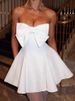 Mozision Bow Strapless Backless Sexy Mini Dress For Women Robe Fashion Solid Off-shoulder Sleeveless A-line Club Dress Vestido_ecoleips.com