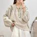 The New Spring Collection Features A V-Neck Semi-Open Cardigan With Buttons, Featuring Vintage-Style Embroidery And A Li_ecoleips.com