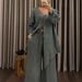 Women's Clothing Solid Color Cotton And Linen Loose Irregular Button Suit Female V Neck Cardigan Wide Leg Pants 2 Piece Set_ecoleips.com