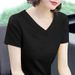 V-neck T-shirt Women's Short-sleeved Cotton Top Women's New Solid-color Loose Large-size Chicken Heart Collar Solid-color Bottoming Shirt_ecoleips.com