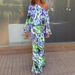 Women's Clothing 2025 Autumn New Loose Printed Long Sleeve Off-Shoulder Top Half-Length Mermaid Dress Set_ecoleips.com