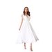 Women's Clothing Fashion Elegant Solid Color V Neck Sleeveless Slim Long Dress_ecoleips.com