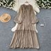 Spring Dress High End Lazy Style Lace Up Single Breasted Lantern Sleeve Loose And Slim Ruffle Dres_ecoleips.com