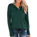 Women's Solid Color Knitted Long Sleeve Crew Neck Casual Button Up Top Independent New Arrival Autumn_ecoleips.com