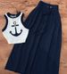 Women's Clothing Printed Sleeveless Top & A-Line Skirt Set – Stylish Office Wear, Polyester Blend_ecoleips.com