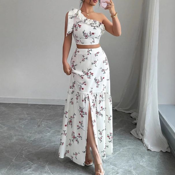 Women's Stylish Elegant Printed Blouse Skirt Two Piece Set Casual Comfortable Spring Summer Autumn Fashion Outfit_ecoleips.com