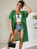 New Arrival! Women's Green Hollow Out Knit Cardigan Sexy Beach Cover Up Boho Crochet Mesh Longline Kimono Summer Sleeveless Sunscreen Outwear_ecoleips.com