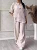 2026 Fashion European And American Women's Wear Comfortable Loose Top Wide Leg Pants Casual Cotton And Hemp Set_ecoleips.com