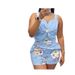 Women's Clothing Sequined 3D Floral Print Two Piece Set Elasticated Overalls Shorts Casual Outfit_ecoleips.com