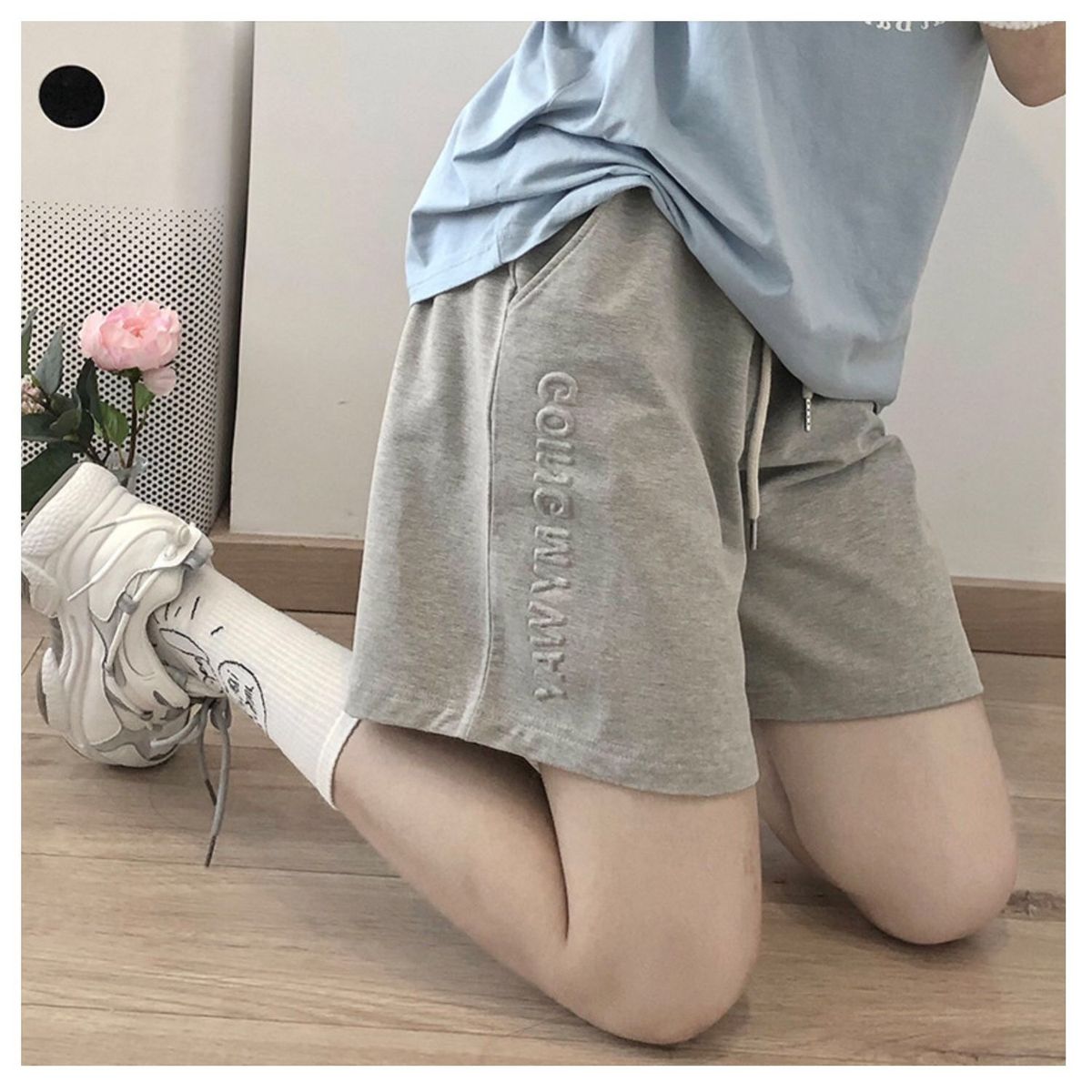 Plus Size Sports For Women Summer Korean Style Trendy Student Loose Slimming Versatile Thin Wide-Leg Casual Five-Point_ecoleips.com