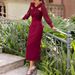ng2510292 Cross-border European And American Women's Elegant Twisted Hollow Chiffon Sleeve Mid-Length Dress| Evening Dress_ecoleips.com