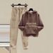 Cozy Sherpa-Lined Embroidered Sweatshirt & Wool Wide-Leg Pants Set (Winter Loungewear, S-XXL, Unisex-Friendly Fit)_ecoleips.com