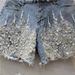 Women's Clothing New Street Blasting Heavy Duty Beaded High Waisted Slim Denim Shorts For Women Fashionable And Versatile Wide Leg Hot Pants_ecoleips.com