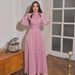 European And American 2024 Summer Gentle Style Loose Floral Satin Design Tie-Waist Dress_ecoleips.com