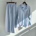 Women's Clothing 2 Piece Set Retro Cotton And Linen Shirt Set High Waist Loose Trousers Set_ecoleips.com
