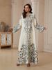 plus Size Women's Fashion Robe Dress SW2608 Long Sleeved Printed with Rhinestones New Style Muslim Clothing_ecoleips.com