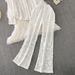 Elegant French-Inspired Embroidered Blouse With High-Waisted Wide-Leg Pants Set – Flowy Long Sleeve Shirt & Slimming Trousers For Women_ecoleips.com