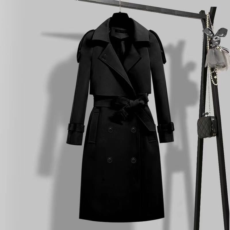 Women's Clothing Mid Length Trench Coat Autumn And Winter Slim Waist Slimming Atmospheric Ladies Warm Student Jacket_ecoleips.com