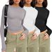 Women's Casual Long Sleeved Spring And Autumn Solid Color Slim Fit Pullover T-shirt Women's Street Wear Bottom Top Three_ecoleips.com