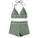 Women's Clothing Women's Swimsuit High Waist Solid Color Boxer Pants Strap Triangle_ecoleips.com
