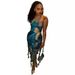 Women's Clothing Spring And Summer New Fashion Printed Chest Wrap Slit Ruffle Dress Spot Model_ecoleips.com