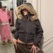 Women's Fur-Trimmed Sweatshirt Jacket - Cozy Streetwear Outerwear For Fall & Winter_ecoleips.com