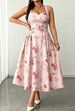 Curvy Women Floral Print High Stretch Wrap Tie Cami Dress, Elegant Versatile Fashion Slip Dress_ecoleips.com