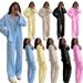 Women's Clothing Solid Color Lace Up Cardigan Long Sleeved Women's Fashion Casual Trousers Suit_ecoleips.com