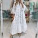 Women's Clothing Summer And Autumn French V Neck Trumpet Sleeve Lace Hollow Solid Color Sexy Long Dress For Women_ecoleips.com