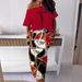Women's Off-Shoulder Printed Two-Piece Set T-Shirt And Skirt Casual Fashion Outfit plus Size Available_ecoleips.com