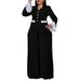 Fashion Women's Trumpet Sleeve Tops Pleated Wide Leg Pants Set Color Matching Two Piece Set_ecoleips.com
