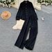 Vintage-Inspired Two-Piece Set - Lace Trim Blouse & High-Waisted Wide-Leg Pants_ecoleips.com
