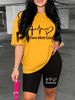Summer Women's Casual Fashion FAITH HOPE LOVE Letter Graphic Print Loose T-shirt Shorts Two-piece Set Sportswear Suitable For Daily Wear-134_ecoleips.com