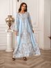 Women's Long Robe Fashion Print Beaded Rhinestone Dress, Elegant Evening Gown, Stylish Long Skirt, Perfect For Special Occasions_ecoleips.com