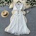Sequined Dress For Women Short Sleeved Pleated Slimming Summer Sophisticated Commuting Suitable_ecoleips.com